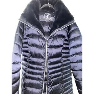 Save the Duck Faux Fur High Collar Two Way Zipper Long Sleeve Puffer Jacket L